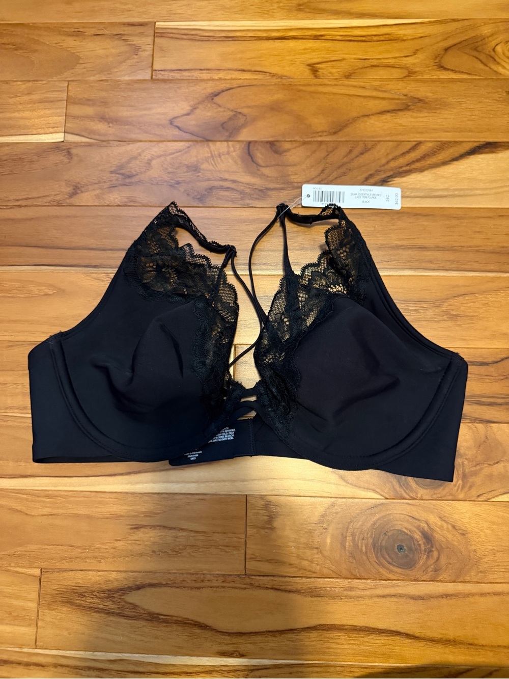 Soma unkind plunge Black Lace-Trim Bralette - NWT